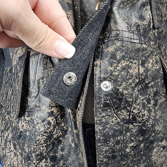 H&D Brown Leather Denim Motto Jacket Size M - Picture 5 of 10